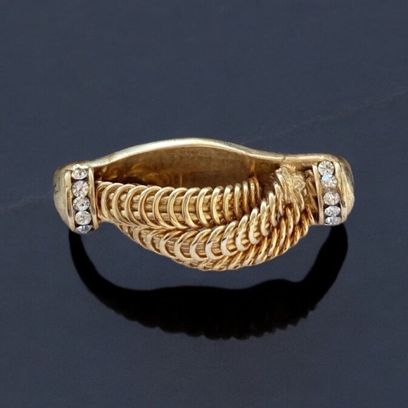 Rodo Black Satin Clutch Evening Bag With Gold Swarovski Crystals Closure, Metal - Picture 4 of 11